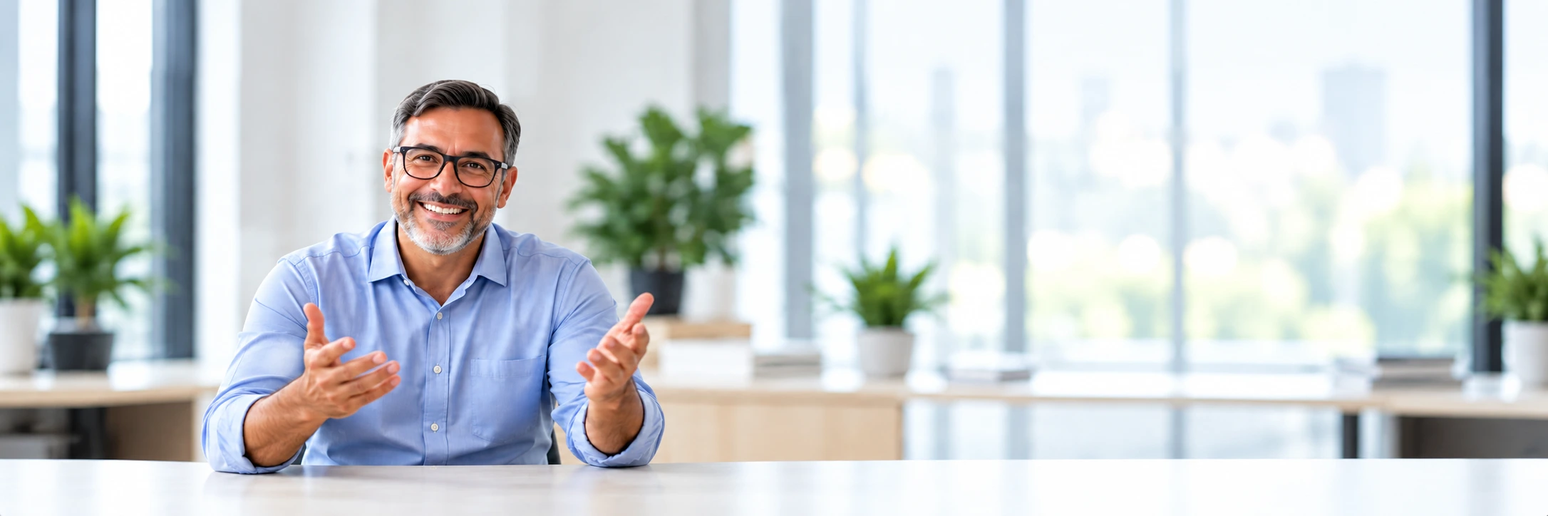 A friendly expert discussing credit in a bright office.
